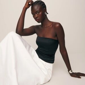 Reformation Georgia Satin Top Black